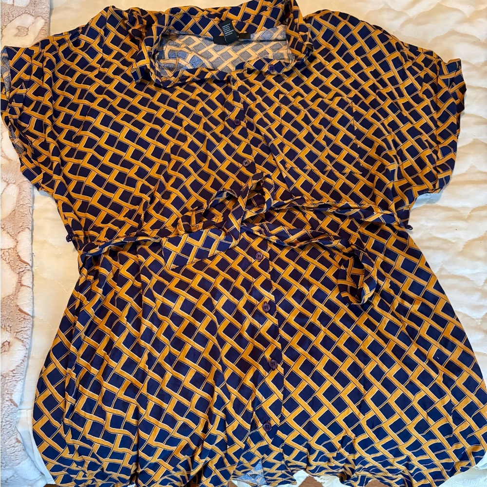 Blue and Gold Mini Dress